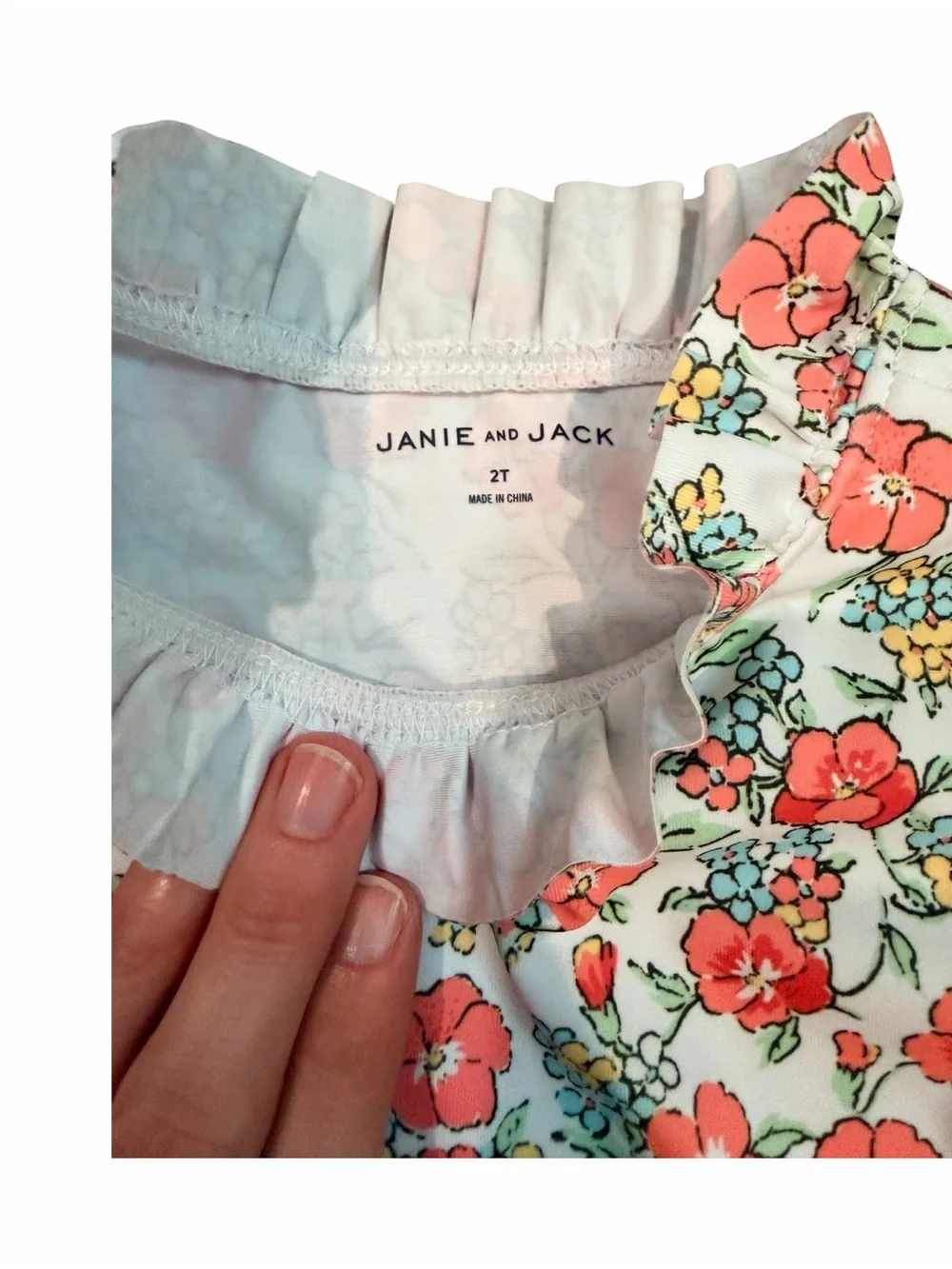 Janie and Jack Coral Floral Long-Sleeve Rashguard with Striped Bottoms